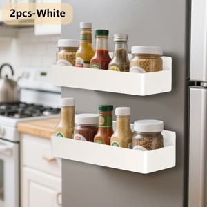 TEMU 2/4개 대형 자석식 플라스틱 수납바구니 - 냉장고, 전자레인지, 세탁기용 다목적 주방정리함, 마그네틱 사이드걸이 양념보관랙, 무타공 & 접착제 불필요, 탈부착가능한 선반