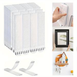 TEMU 24개 대형 무손상 그림 걸이 스트립 - 벽 예술, 포스터 및 장식용 접착 후크 및 설치 테이프, 못이나 드릴링 없이 제거 가능, 다목적 손상 없는 매달기 솔루션, 디자인 | 내구성 있는 접착제, 벽걸이