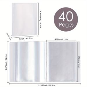 TEMU 포스트카드, 스티커, 우표, 다이컷 템플릿 및 공예 정리용 내구성 있는 투명 플라스틱 A6 앨범 40페이지 - 탄력 있는 클로저