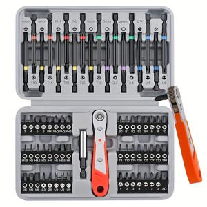 TEMU Hi-Spec 68pcs Torx Bit Set - 금속 케이스 포함, 긴 및 짧은 육각 비트, 십자 및 필립스 스크루드라이버, 래칫 렌치 및 Torx 드라이버, 가정 수리 및 DIY 프로젝트용, DIY 도구 키트|소형 도구 세트|내구성 있는 구조