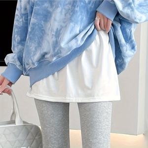 TEMU 여성용 우아한 비대칭 밑단 플레어 스커트 - 탄력 있는 허리, 편안한 착용감의 단색 봄/가을 캐주얼 및 파티웨어, 어머니날 선물용 다재다능한 의상 조합, 귀여운 스커트 디자인