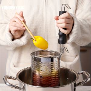 TEMU 1개 YUHUPHYLLIC 스테인리스 스틸 천공 스트레이너 바스켓 - 인체공학적 손잡이, 내구성 강한 상업용 주방 도구 (국수, 채소, 수프 & 핫팟 물빠짐) - 쉬운 세척 디자인, 국수 거름망