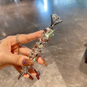 TEMU 고급 장식 유리 볼펜 - 우아한 메커니즘, 중간 팁, 플라스틱 바디, 사무실 및 학교 사용에 이상적, 학생을 위한 완벽한 선물