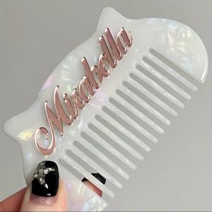 TEMU 개인 맞춤형 고양이 헤어 빗 - DanDan 디자인의 아크릴 선물, 모든 머리 타입에 적합한 미세 이빨 플라스틱 빗, 귀엽고 실용적인 신부 들러리 또는 가정용 선물, 장난기 가득한 에스테틱