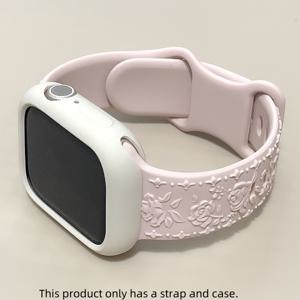 TEMU 플로럴 워치밴드 + 소프트케이스, 애플워치 46mm/42mm/44mm/45mm/38mm/40mm/41mm/49mm Ultra 2 호환 - 여성&남성용 세련된 장미디자인 수중방지 스포츠 교체 가능한 시계줄 & iWatch Series 10 9 8 SE를 위한 보호커버