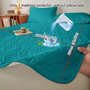 TEMU 1개 솔리드 레이크 블루 방수 매트리스 커버, 탄력 있는 코너 스트랩 포함, 싱글/더블 침대용 헤비듀티 침대 커버, 트윈/풀/퀸/킹 사이즈, 세탁 가능한 매트리스 보호 커버, 호텔 및 게스트룸용