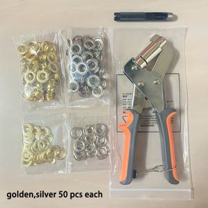 TEMU 100개입 10mm 아이렛 펀치 키트 - 골드, 실버, 인조 가죽 공예 및 수리용 다목적 그로멧 세트, 재봉용 아이렛 키트, 가죽 구멍 펀치, 천용 아이렛 펀치, DIY 프로젝트, 정밀 도구, 컴팩트 디자인, 튼튼한 구조, 고품질 펀치, 패션 디자이너를 위한 아이렛 펀치