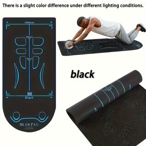 TEMU 미끄럼 방지 복근 롤러 피트니스 매트 - 복부 요가 & 바닥 운동용 추가 긴 보호 패드, 내구성 있는 고무와 인체공학적 디자인, 블랙, 복부 운동 매트, 요가 액세서리, 세련된 워크아웃 기어, 고품질 소재, 운동 매트, 댄스 매트, 카누 매트, 요가 매트|요가
