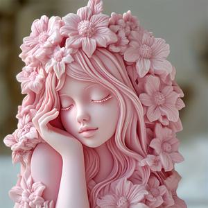 TEMU 예술적인 꽃 장식의 소녀 실리콘 레진 몰드 - 꽃 왕관 디자인의 섬세한 여성 얼굴, 에폭시/UV 레진용 고품질 유연한 실리콘, 캔들 & 비누 만들기 DIY 공예 용품 및 홈 데코 몰드, 세련된 머리카락 몰드, 유연한 제작 몰드