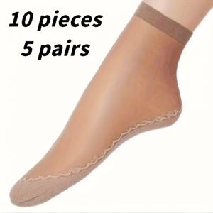 TEMU 10개/5켤레 여성용 통기성 아이스감 양말, 봄-여름-가을 숏 양말, 땀 흡수 미끄럼 방지, 누드 컬러, 여름 양말,봄 양말,무봉제 양말,누드 양말,편안한 착용감,수분 흡수 양말,미끄럼 방지 양말,여성용 양말,일상 필수품,여성용 신발