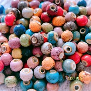 TEMU 100개 10mm 라운드 캔디 컬러 세라믹 비즈, DIY 주얼리 만들기 팔찌 목걸이 커튼 장식용