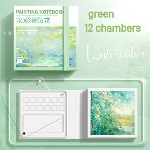 TEMU 휴대용 미니 수채화 스케치북 내장형 페인트 트레이 포함 - 여행 및 야외 예술 프로젝트용 중간 무게 종이 50매 (페인트 미포함) - 작가용 컴팩트 아트 용품, 고품질 커버, 내구성 있는 노트북