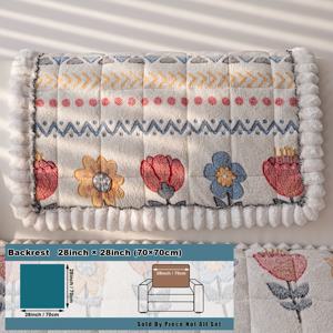 TEMU 1pc 현대 플러시 꽃무늬 & 토끼 패턴 소파 커버 - 애완동물 친화적, 밀도 높은 엣지 디자인, 의자, 러브시트, 3인용 및 섹셔널 소파와 호환, 기계 세척 가능, 거실 및 침실용 아늑한 장식, 거실 장식 | 아늑한 홈 액센트 | 부드러운 폴리에스터 커버, 거실용 소파 커버