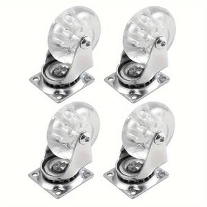 TEMU 4개 가구 회전 캐스터 세트, 2인치 헤비 듀티 휠, 클리어 폴리우레탄 롤러, 360도 플레이트 특징, 캐비닛, 발 받침대 및 벤치에 적합.