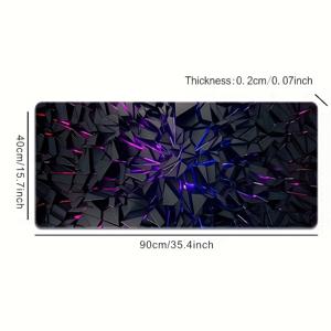 TEMU 초대형 미래적 블랙 마우스 패드, 선명한 네온 라인 - 고품질 고무 베이스 및 정밀 엣지 스티칭 - 게이밍 및 사무실 장식용 내구성 있는 미끄럼 방지 데스크 매트 - 이상적인 선물, 마우스 패드