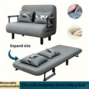 TEMU 공간 절약형 접이식 소파 베드 - 탈착 가능한 세탁 가능 커버, 메모리 폼 쿠션 & 금속 프레임, 작은 아파트 및 거실용 이중 목적 변환 슬리퍼 소파, 게스트룸 수면 솔루션, 내구성 있는 폴리에스터 원단의 모던 디자인|쇼파|접이식침대|간이침대