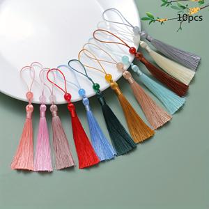 TEMU 10개 랜덤 혼합 컬러 13cm 매끄러운 태슬 프린지 펜던트, 책갈피 선물 상자 장식, 우산 및 키체인 DIY 주얼리 귀걸이 헤어 액세서리 공예 용품 홈 데코