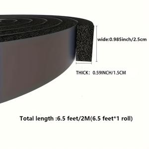 TEMU 1 롤 블랙 폼 시일 테이프 - 접착제 없음, 창문, 문 등에 사용할 수 있는 보온 및 소음 감소 효과, 내구성이 뛰어난 스폰지 고무 재질, 실내 사용에 이상적, 문 시일 스트립 | 고품질 테이프 | 폼 테이프 애플리케이션