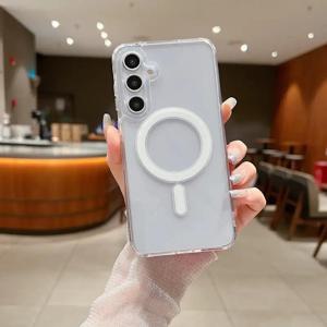 TEMU 삼성 갤럭시 A56, A36, A26, A16, A06, A54, A55, A35, A15 5G용 투명 무선 충전 폰 케이스, 빠른 충전 및 슬림한 디자인을 위한 내장 자기 필드 기능을 제공합니다.