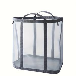 TEMU 나일론 메쉬 세탁 바구니, 접이식 더러운 옷 보관 가방 손잡이 포함, 휴대용 독립형 세탁 바구니, 침실, 세탁실, 욕실, 장난감 및 잡동사니에 적합, 명절 선물, 세탁 바구니