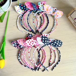 TEMU 12개 컬러풀 패브릭 리본 헤어밴드 세트, 만화 귀여운 물방울 무늬 하트 별 꽃 프린트 머리띠, 축제 파티 액세서리, 테마파크 포토슈팅용 요정 공주 코스튬 소품