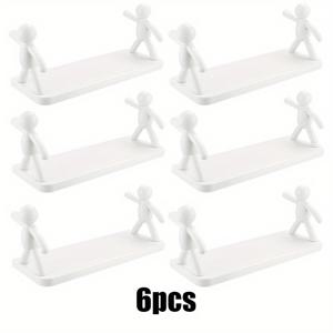 TEMU 2/3/4/6개, 귀여운 흰색/그레이 소형 남성 벽걸이 보관함 - 드릴링 없음, 쉬운 설치, 강력하고 내구성이 뛰어남, 욕실 및 주방 정리, 화장품 보관, 방 장식에 매우 적합