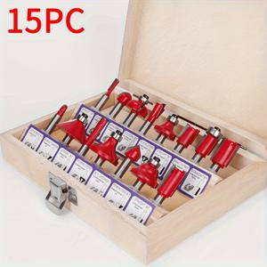 TEMU 15개 헤비듀티 텅스텐 목공 조각 및 라우터 비트 세트 - 1/4