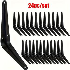 TEMU 20개 헤비듀티 6인치 블랙 아이언 메탈 선반 브래킷, L자형 벽걸이 플로팅 선반, 사전 천공된 구멍이 있는 장식용 코너 브래킷, 집/차고/주방에 쉬운 설치