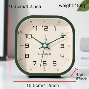 TEMU 4.1인치 스퀘어 디지털 알람 시계 - 침실, 책상, 거실, 여행용 무소음 싱글 벨, 모던 블루 모란디 컬러 & 리본형 크라운 디자인, AA 배터리 작동 (미포함), 귀여운 알람시계, 무소음 기계식