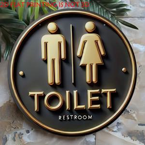 TEMU 2D 평면, 빈티지 농가 화장실 표지판 1개 - 남성/여성 아이콘이 있는 욕실 장식 플라크 - 검정 & 황금색 욕실 장식 - 인공 목재 벽 예술, 집, 화장실, 거실용 - 쉬운 걸이 설치 - 전기 필요 없음 - 집들이나 휴일 선물 - 시골 코티지 장식, 클래식 디자인, 고품질 마감, 홈 데코레이터, 크리스마스에 가장 적합, 추수감사절에 완벽