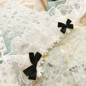TEMU 2야드의 2야드 레이스 리본, 플리츠 디자인과 레이스 보우가 특징이며, DIY 프로젝트, 달콤한 의류, 애완동물 액세서리에 적합합니다.