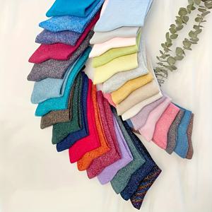 TEMU 5 쌍 여성 패션 컬러풀한 글리터 실버 & 골든 미드 캘프 양말 - 트렌디한 원단, 기계 세탁 가능, 일상 착용에 이상적, 일상 양말 | 생동감 있는 양말 디자인 | 광택 마감, 여성용 양말