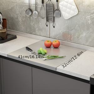 TEMU 헤비듀티 양면 스테인리스 컷팅 보드 - 미끄럼 방지 베이스, 공간 절약형 듀얼 사이드 디자인, 세척 용이 - 상업용 및 가정용 주방 사용 - 식품 등급 스테인리스 구조 - 채칼질, 서빙, 장식에 이상적 - 모던 키친 필수품, 메일 프렙 도구, 슬릭 주방용품, 내구성 있는 주방용품, 프로 셰프를 위한 제품