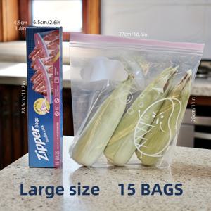 TEMU 샌드위치 봉지, 냉동용 갤런 지퍼 보관백, 15/20개 또는 30개 (소·중·대), 두꺼운 재사용 가능한 플라스틱 밀봉 식품 포장, 주방 정리용|냉동고