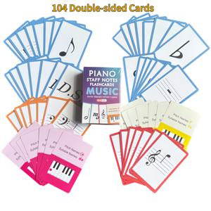 TEMU 104피아노 음악 이론 카드, 피아노 및 전자 키보드 음악 학습용 메모리 카드 세트, 76개의 음악 이론 카드와 28개의 음표 카드 포함, 초보자를 위한 빠른 음악 이론 학습을 돕는 피아노 교육에 적합