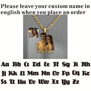 TEMU 1개 18K 금도금 스테인리스 스틸 펜던트 목걸이 | 맞춤 사진 및 텍스트, 우아하고 섹시한 스타일, 데일리 및 선물용으로 이상적.