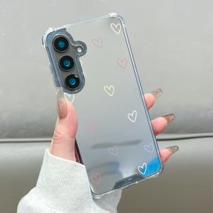 TEMU 2025년 고급 창의적인 휴대폰 케이스, 사각형 충격 방지 디자인으로 작은 사랑 패턴 미러를 특징으로 함, 삼성 갤럭시 S25, S24, S23, S22, S21 플러스 울트라 FE 및 다양한 A 시리즈 모델과 호환 가능. 가족, 파트너, 친구에게 이상적인 선물, 축제 기간 동안|S21케이스