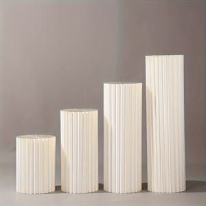 TEMU 4pcs 접이식 화이트 실린더 디스플레이 스탠드 - 결혼식 센터피스, 파티 장식 및 꽃 장식용 우아한 종이 베이스, 조립 필요 없음, 가정 및 이벤트 장식용 다용도 사용, 이벤트 디스플레이 스탠드 | 장식용 실린더 스탠드 | 종이 구조, 꽃병