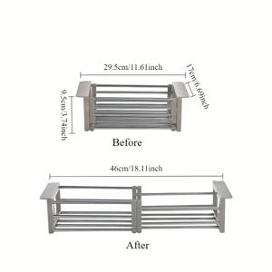 TEMU 확장형 스테인리스 싱크대 배수 바구니 - 멀티퍼포즈 식기 건조대, 가볍고 컴팩트한 디자인의 주방 배수 랙. Faridabio