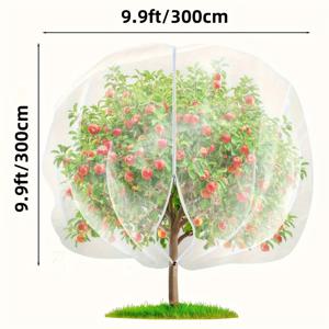 TEMU 118 x 118 인치, 새와 곤충을 막는 PE 메쉬 커버와 탄력 밴드가 있는 대형 지퍼 과수원 보호 네트 - 블루베리, 토마토, 딸기, cicadas, 쥐를 위한 쉬운 설치 - 정원 필수품, 정원 곤충 보호, 안전한 울타리 재료