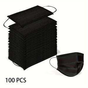 TEMU 100개 가량의 하이퍼알러지성 블랙 일회용 마스크, 3층 플라스틱, 배터리가 필요하지 않음, 민감한 피부를 위한 얼굴 관리 액세서리, 얼굴 관리용 마스크