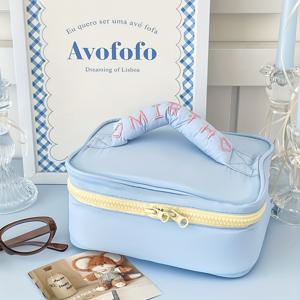 TEMU 대용량 파스텔 그린 & 골든 지퍼 메이크업 & 동전 가방 정리함 - 귀여운 한국 스타일 여성 휴대용 핸드백, 지퍼 수납공간과 태슬 장식, 여행용 경량 접이형 스카인케어 보관 (다양한 컬러 옵션), 플레이풀 에스테틱, 컴팩트 디자인, 화장품 가방, 여행 필수 아이템