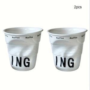 TEMU 2개 세트 세라믹 플리츠 커피컵, 레트로 프렌치 핸드메이드 세라믹 컵, 커피, 차, 주스, 우유, 말차용, 전자레인지 및 식기세척기 사용 가능, 200ml/6.7oz, 주스 유리잔,말차 그릇,핸드메이드 룩,주름 디자인,내구성 있는 세라믹,소형 음료용품,차 애호가들