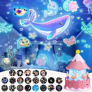 TEMU 1개 USB 전원 별이 빛나는 밤 프로젝터, 침실에 꿈같은 분위기를 만드는 별빛 램프 - 21가지 패턴의 공주방 장식용, 생일 선물로 이상적