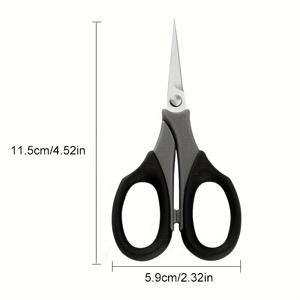 TEMU 1개 정밀 스테인리스 스틸 미끄럼 방지 블랙 핸들 가위 - 날카롭고 내구성 강함 | 사무실, 공예, DIY 프로젝트, 재봉 및 종이 절단용 | 안티슬립 그립 | 스테인리스 스틸 칼날, 소형 가위