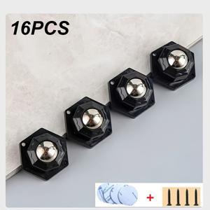 TEMU 16개 세트 헤비듀티 가구 캐스터 - 200kg 용량, 360° 회전 스테인리스 스틸, 접착식 백킹, 부드러운 이동용 휠, 쉬운 이동을 위한 가구 슬라이더, 화이트 & 블랙, 다목적 가구 캐스터, 내구성 플라스틱 휠, 모던 디자인