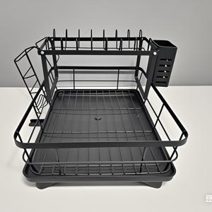 TEMU 다용도 2층 주방 정리 랙, 절단판 홀더, 접시 건조기, 주방용품 보관함 - 내구성이 뛰어난 캐스트 아이언 구조, 블랙, 접시 건조기|다기능 정리함|철 구조, 접시 건조기