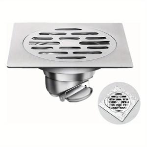 TEMU 냄새 방지 기술을 갖춘 스테인레스 스틸 바닥 배수구 - 벽걸이형, 욕실 및 세탁실 용으로 쉽게 설치할 수 있는 내구성 있는 금속 디자인, 욕실 바닥 배수구, 세탁실 액세서리, 현대적인 배수구 커버, 내구성 있는 구조