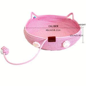 TEMU 46cm 대형 핸드메이드 고양이 침대 & 스크래치 포스트 - 모던 웨이브 디자인, 발자국 장식, 내구성 있는 여름용 실내 고양이 침대, 쉬운 조립, 스크래치 방지 및 편안한 휴식 공간, 실내 고양이용, 재미있는 디자인, 스크래치 방지 소재, 고양이 스크래치 침대, 고양이 침대, 고양이 번크 베드, 개 건설 세트, 고양이 하우스, 고양이 동굴