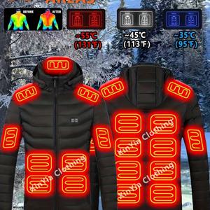 TEMU 15구 온도 조절 전기 보온 재킷 | USB 전원, 듀얼 컨트롤 온도 조절 스위치, 후드, 소프트쉘, 남성용 아웃도어 재킷 (보조 배터리 미포함)